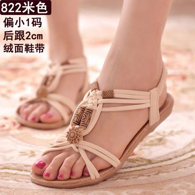 Women Shoes Women Sandals Bohemia Style Ankle-strap Flip Flops Summer Flat Shoes Woman Ladies Shoes Sandalias Mujer