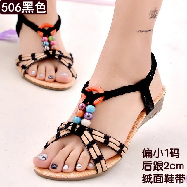 Women Shoes Women Sandals Bohemia Style Ankle-strap Flip Flops Summer Flat Shoes Woman Ladies Shoes Sandalias Mujer