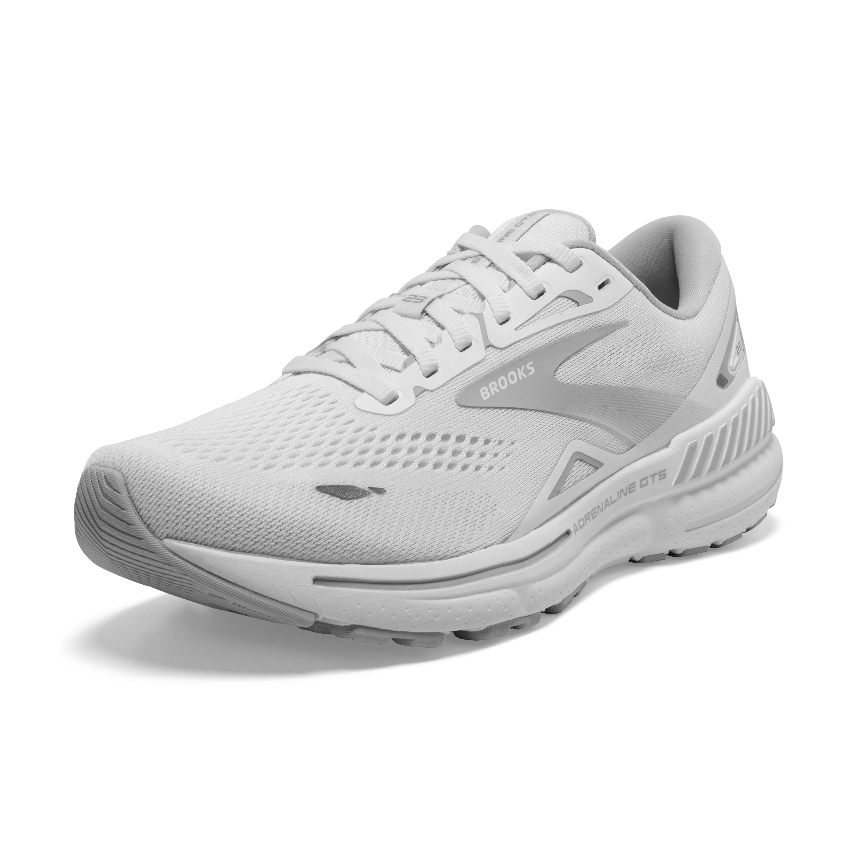 Women's Brooks Adrenaline GTS 23 Color: White/ Oyster/ Silver