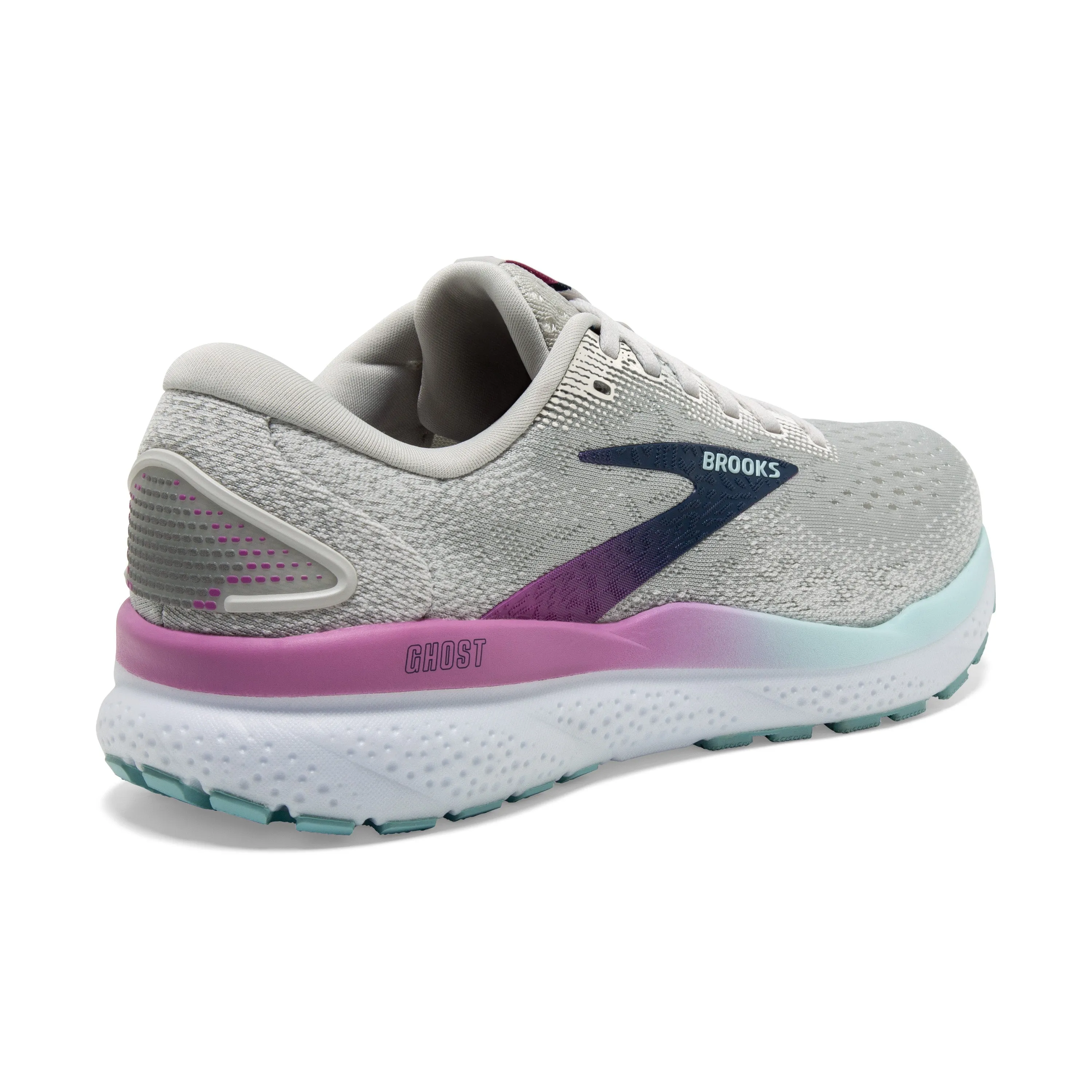 Women's Brooks Ghost 16 Color: White / Grey / Estate Blue