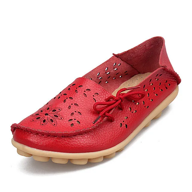 Womens Flats Loafers New Women Real Leather Shoes Moccasins Mother Loafes Soft Women Brand Shoes 2017 Woman Soft Sole red black